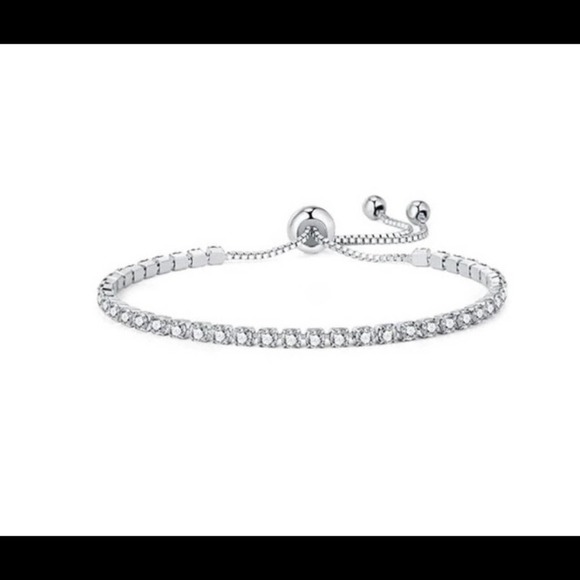 Cubic zirconia tennis bracelet, adjustable - Picture 2 of 2